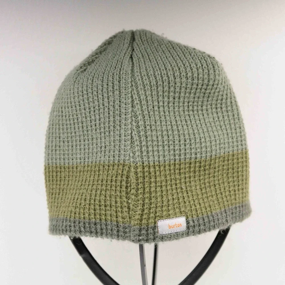 BURTON Recycled Waffle Beanie Winter‎ Hat Green Gray Acrylic Mens O/S
